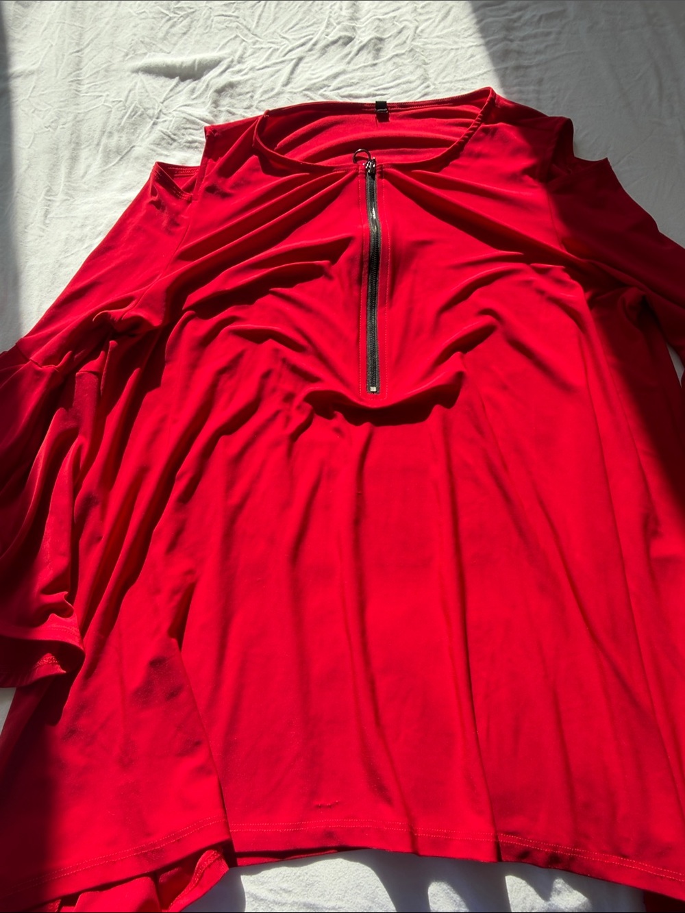 Red Women’s Long Sleeve Zip-Front Top